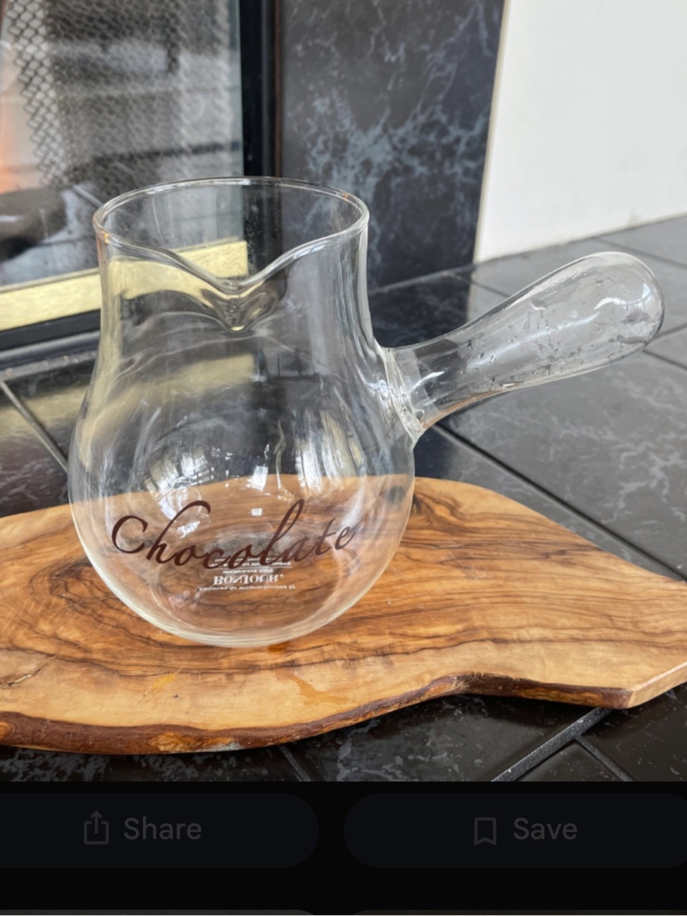 vintage Williams Sonoma Glass Hot Chocolate Pot, produced exclusively BonJour.